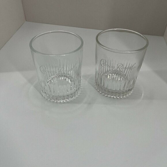 Pair of CROWN ROYAL Embossed Logo Bottom Whiskey Lowball Glasses Etched 3 1/2" - Picture 1 of 6